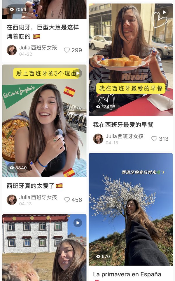 Notas publicadas en la cuenta de Xiaohongshu